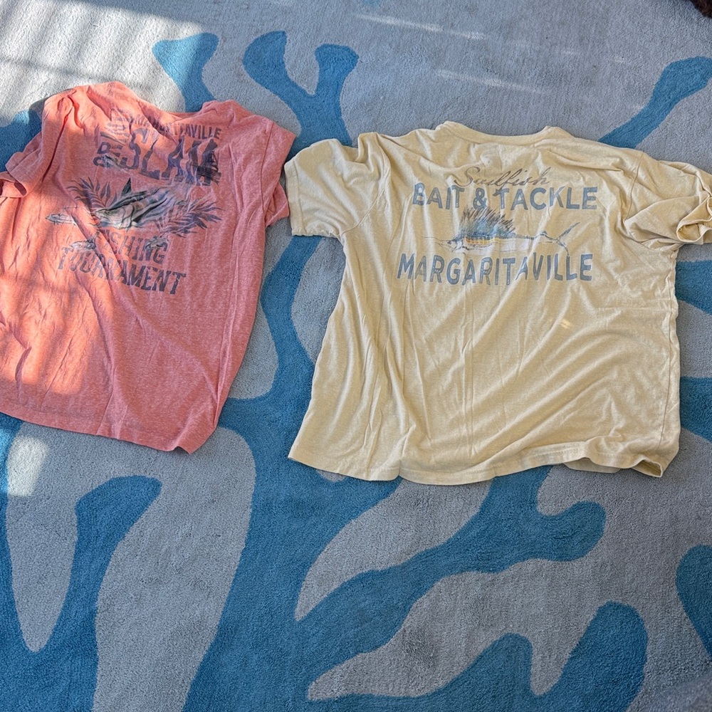 2 Margaritaville Men’s Orange and Yellow Teeshirts / Size XXL / Front Pocket